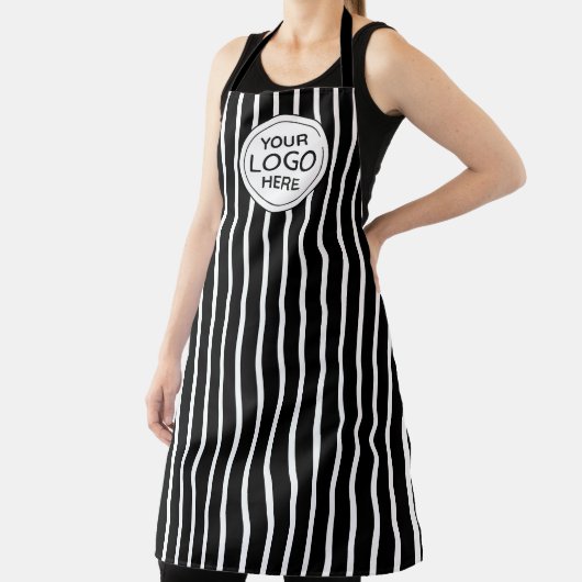Business Logo Vertical White Stripes エプロン (インサイチュ)
