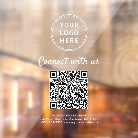 Business Logo White Lettering Create Your QR Code  ウィンドウサイン (シート2)