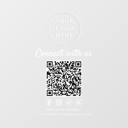 Business Logo White Lettering Create Your QR Code ウィンドウサイン (シート)