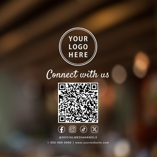 Business Logo White Lettering Create Your QR Code ウィンドウサイン
