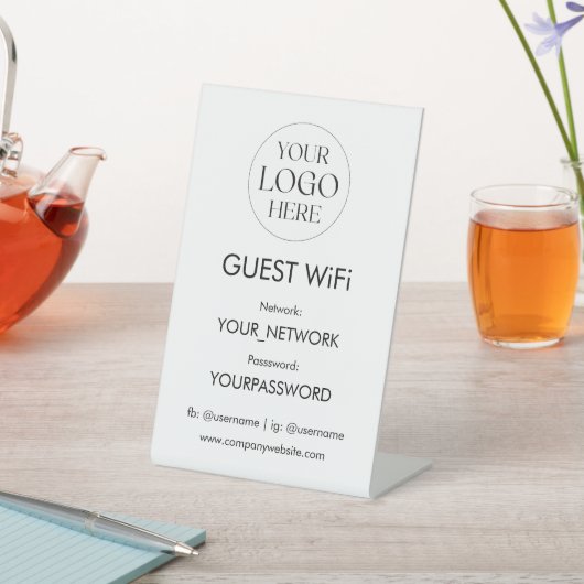 Business Logo Wifi Network Password Simple Modern 台座サイン (インサイチュ)