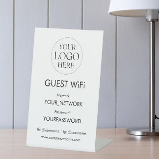 Business Logo Wifi Network Password Simple Modern 台座サイン