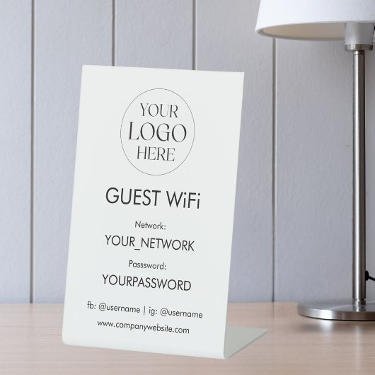 Business Logo Wifi Network Password Simple Modern 台座サイン