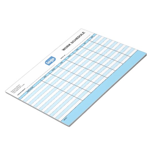 Business Logo Work Employee Schedule Notepad ノートパッド (アングル)