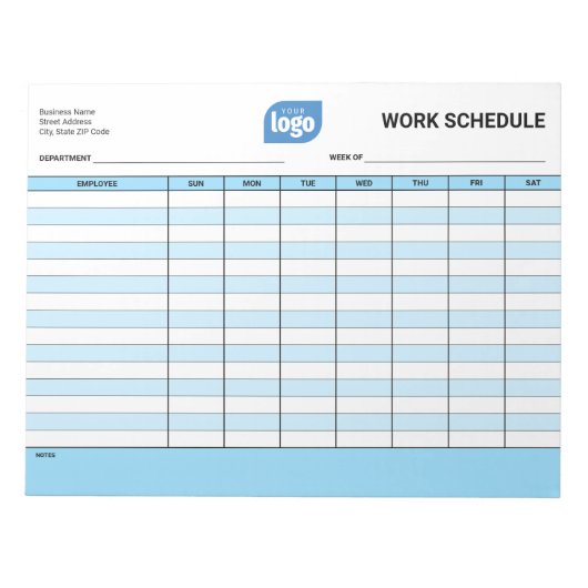 Business Logo Work Employee Schedule Notepad ノートパッド (正面)
