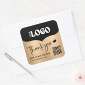 Business Metallic金ゴールドロゴQRコードありがとう スクエアシール (封筒)