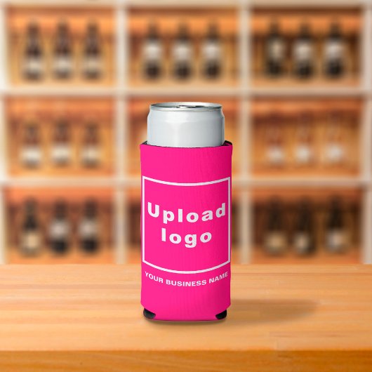 Business Name and Logo on Seltzer Can Pink Cooler スリム缶クーラー