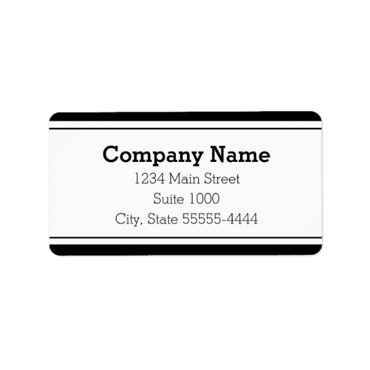 Business Name Black and White Return Address ラベル (正面)