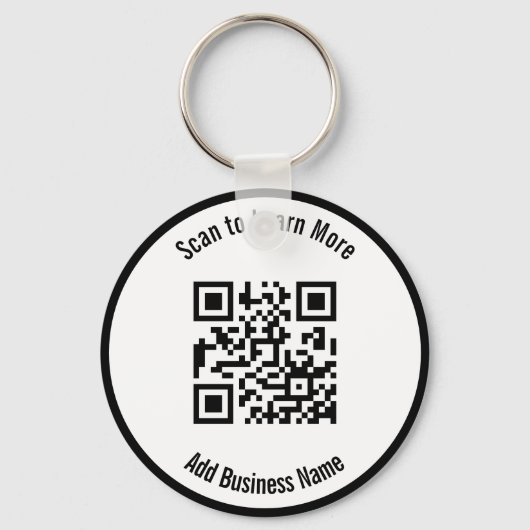Business Name Black and White Scan QR Code キーホルダー (正面)
