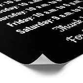 Business Name Hours Black and White Template ポスター (角)