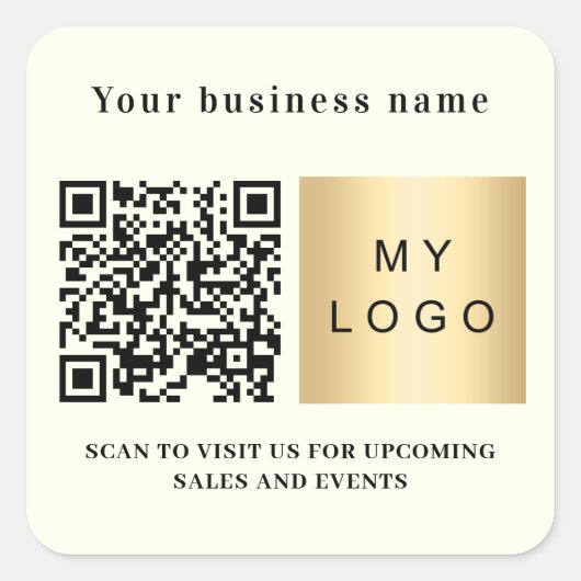 Business name ivory logo qr code スクエアシール (正面)