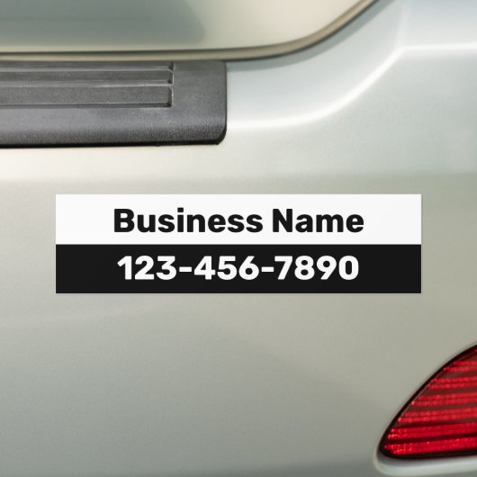 Business Name Phone Number Black and White バンパーステッカー (車上)
