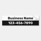 Business Name Phone Number Black and White バンパーステッカー (正面)