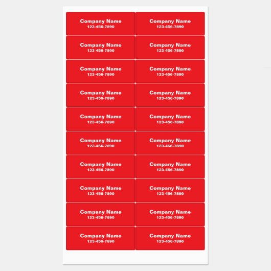 Business Name Red Phone Number Product ラベル (シート)