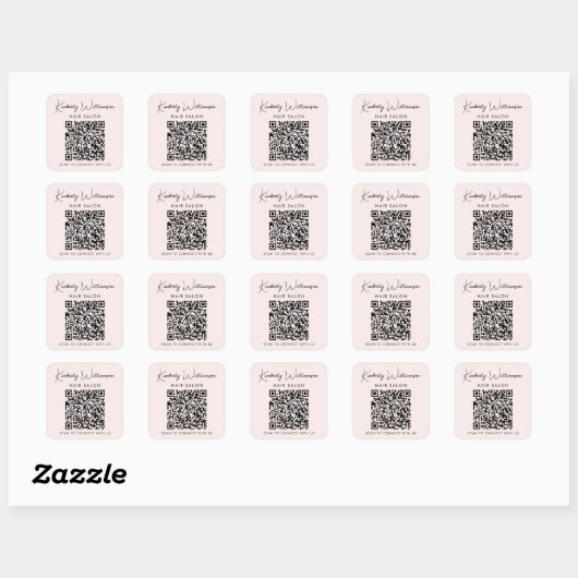 Business Name Signature Script QR Code Promotional スクエアシール (シート)