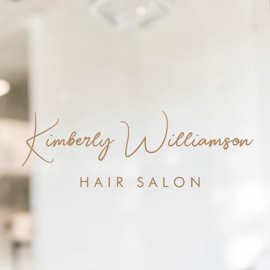 Business Name Stylish Signature Gold Script ウィンドウサイン