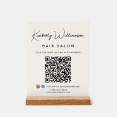 Business Name Stylish Signature Script QR Code アクリルサイン (正面)