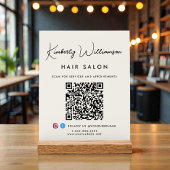Business Name Stylish Signature Script QR Code アクリルサイン