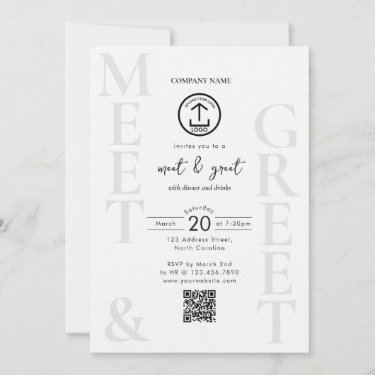 Business Networking Dinner Event Logo QR Code 招待状 (正面)