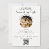 Business Networking Dinner Event Photo QR Code 招待状 (正面)