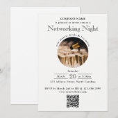 Business Networking Dinner Event Photo QR Code 招待状 (正面/裏面)