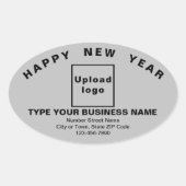 Business New Year Gray Ovalステッカー 楕円形シール (正面)
