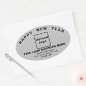 Business New Year Gray Ovalステッカー 楕円形シール (封筒)