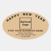 Business New Year Light Brown Ovalステッカー 楕円形シール (正面)