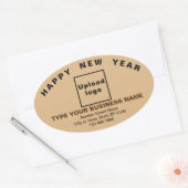 Business New Year Light Brown Ovalステッカー 楕円形シール (封筒)