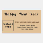 Business New Year Light Brown Rectangleステッカー 長方形シール (正面)
