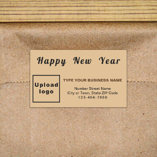 Business New Year Light Brown Rectangleステッカー 長方形シール