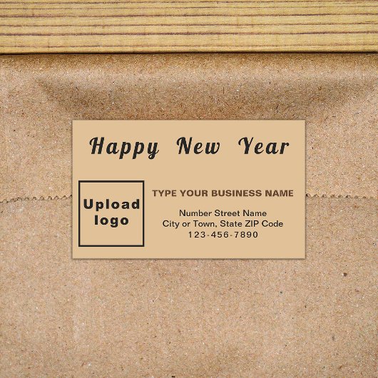 Business New Year Light Brown Rectangleステッカー 長方形シール
