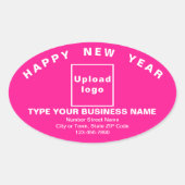 Business New Year Pink Ovalステッカー 楕円形シール (正面)