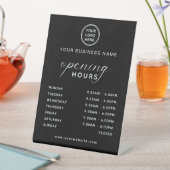 Business Opening Hours Display Sleek Black 台座サイン (インサイチュ)