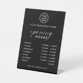 Business Opening Hours Display Sleek Black 台座サイン (正面)