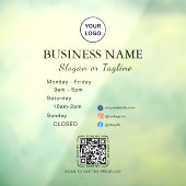 Business Opening Hours Modern Script & Qr, Social ウィンドウサイン (シート3)