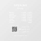 Business Opening Hours QR Code Transparent ウィンドウサイン (シート)