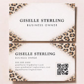 Business Owner Cheetah Leopard Print QR Code 名刺