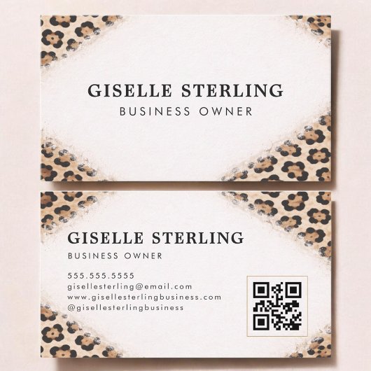 Business Owner Cheetah Leopard Print QR Code 名刺