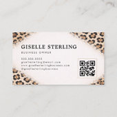 Business Owner Cheetah Leopard Print QR Code 名刺 (裏面)