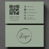 Business Owner Sage Green Logo QR Code  名刺
