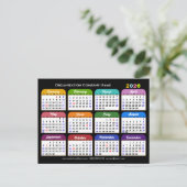 Business Photo 2025カレンダーモダン黒カラフル シーズンポストカード (スタンド正面)