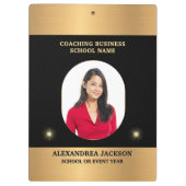 Business Photo Gold Black Elegant Personalize クリップボード (裏面)