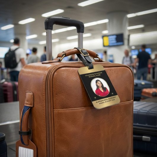 Business Photo Gold Black Elegant Personalize ラゲッジタグ