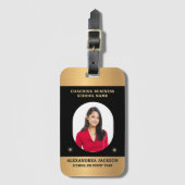 Business Photo Gold Black Elegant Personalize ラゲッジタグ (正面縦)