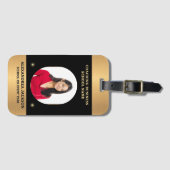 Business Photo Gold Black Elegant Personalize ラゲッジタグ (正面横)