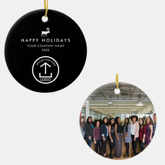 Business Photo Logo Christmas Reindeer Custom Gift セラミックオーナメント
