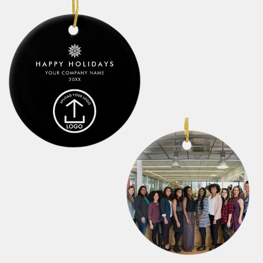 Business Photo Logo Christmas Snowflake Gift セラミックオーナメント