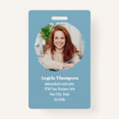 Business Photo QR Code Blue Employee バッジ (正面)