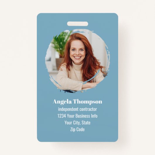 Business Photo QR Code Blue Employee バッジ (正面)